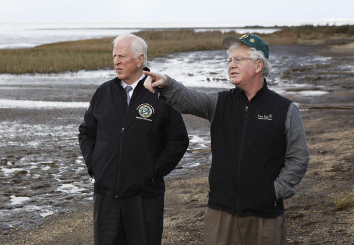 U.S. Congressman Mike Thompson joined East Bay Parks director Colin Coffey on a tour of Bayfront Park and the ongoing construction of the San Francisco Bay Trail in Pinole, CA. Thursday January 25, 2018.